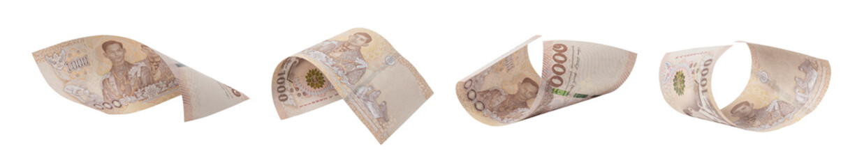 set of one thousand thai baht banknote , 1000 bath money note,  bath is the national currency of...