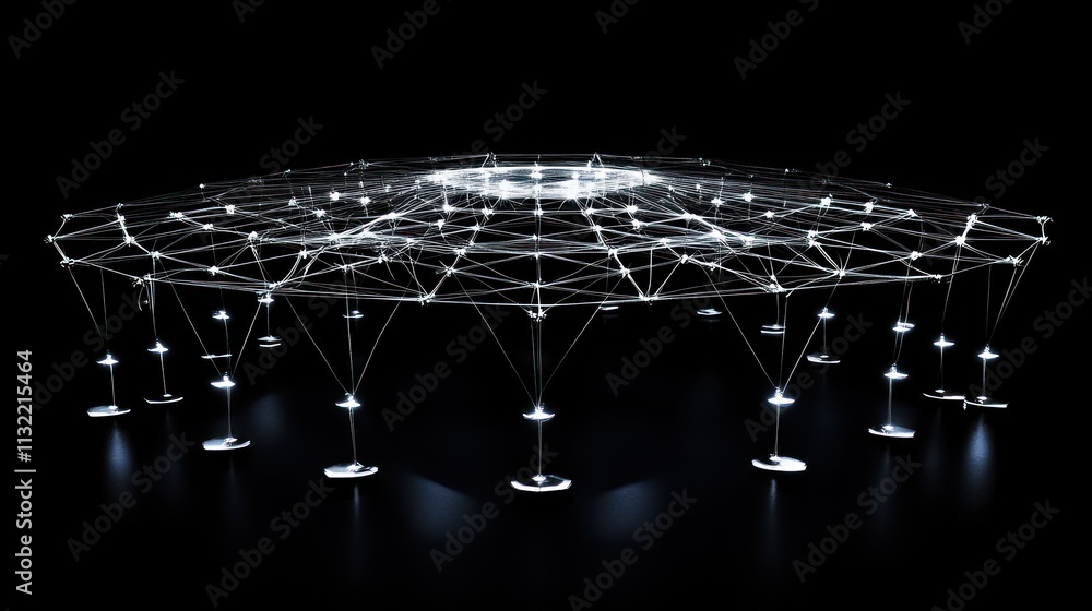 Poster Illuminated Network Structure A Modern Art Installation