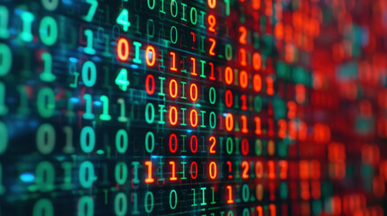 Abstract Digital Background of Colorful Binary Code Representing Data and Technology Concepts in a Modern Environment
