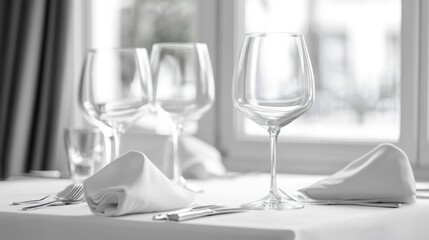 Elegant Table Setting With Wine Glass And Napkins