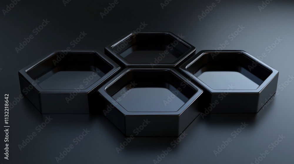 Poster Black Hexagon Shapes Arranged In A Pattern