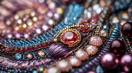 Close-up of Beaded Embroidery: A Colorful and Detailed Craft