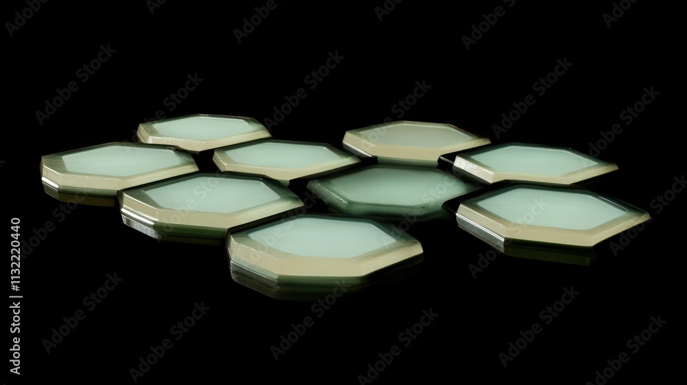 Aufkleber abstract hexagonal pattern green and beige tiles