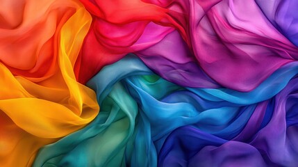 Obraz premium Rainbow Colored Fabric Draped in Soft Waves
