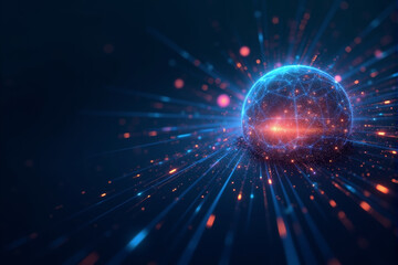 Obraz premium A 3D glowing abstract science background with dynamic patterns, vibrant colors, and futuristic technological designs..
