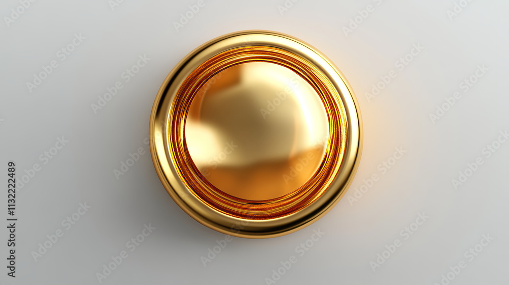 Poster gold rectangle button isolated. golden design for empty emblem. glossy golden metallic shape. 3d rea
