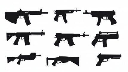 Gun pistol silhouette isolated on white background. Gun pistol icon vector illustration.