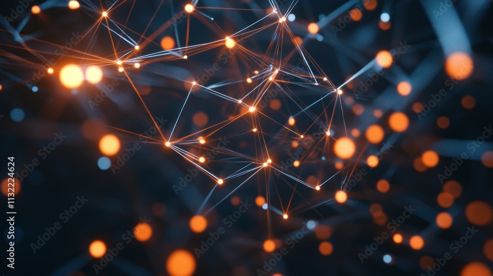 Aufkleber Abstract Network Of Illuminated Nodes And Connections