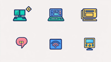 Network Computing Icons Series Set.  A series of icons relating to computer networks.