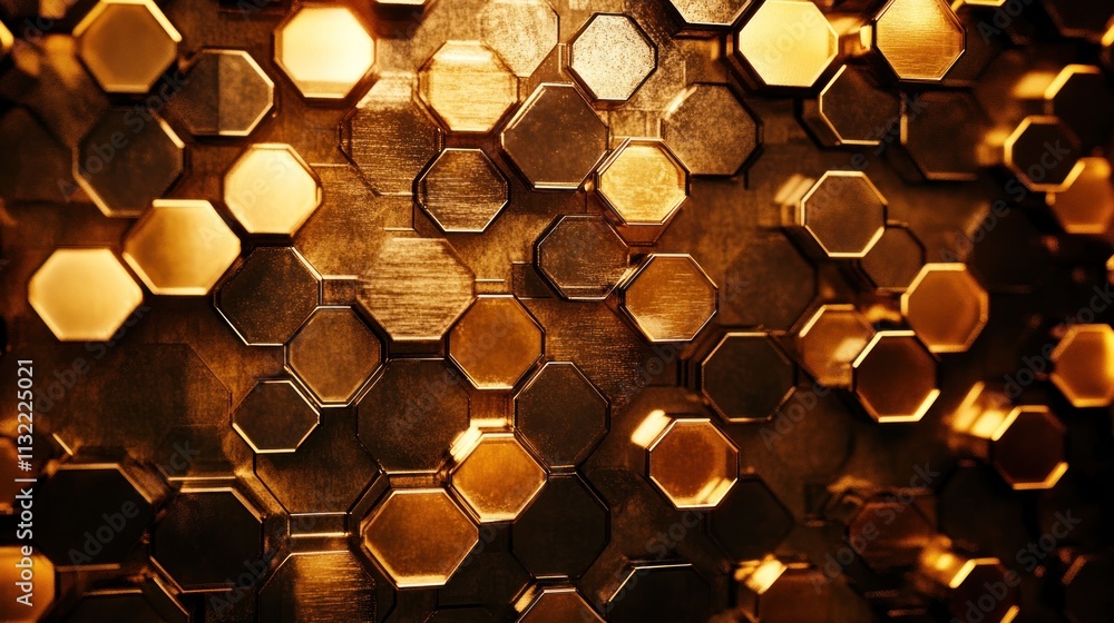 Poster golden hexagonal geometric pattern background