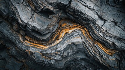 Obraz premium Intricately Preserved Rare Fossil with Geological Layers,This image highlights a fossil encased in stone, emphasizing the texture of sedimentary layers to convey a sense of deep time and natural 