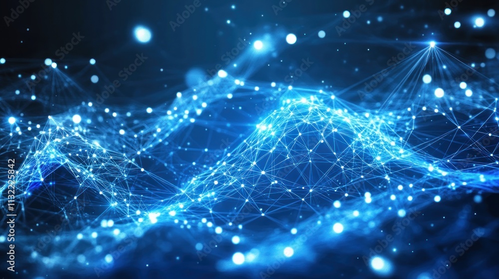 Poster Abstract Blue Network Digital Data Visualization