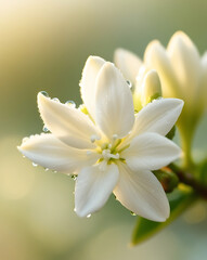 Obraz premium jasmine flower blooming in the morning, created by Generative AI