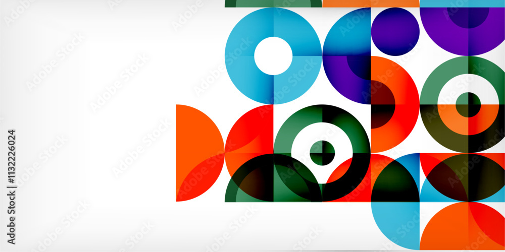 Poster minimal geometric abstract background. circle square and triangle design. trendy techno business tem