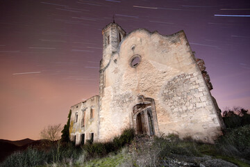Abandoned Santa Perpetua de Gaia Church (Tarragona, Spain) at Night: Star Trails and Forgotten...