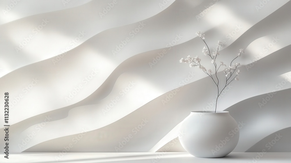 Poster create a 3d seamless white wave pattern, where each wave flows effortlessly across the surface. the 