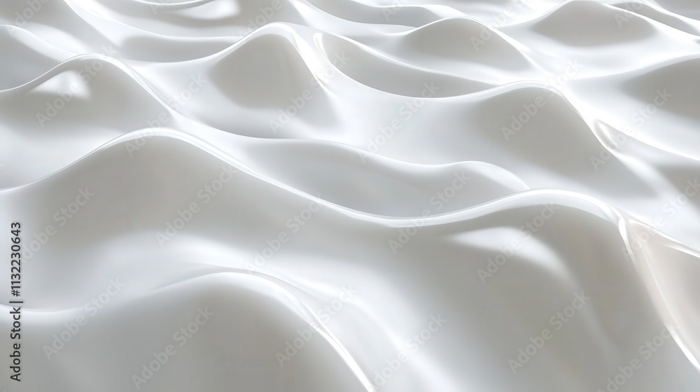 Poster create a 3d white wave pattern with a seamless flow, each wave gently rising and falling in a smooth
