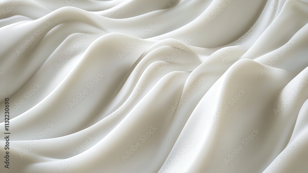 Poster create a 3d white wave pattern with a seamless flow, each wave gently rising and falling in a smooth