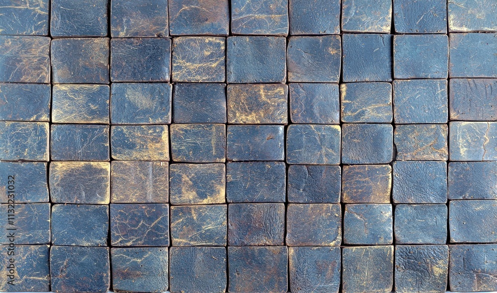 Poster rustic texture of dark blue square tiles forming a geometric pattern for unique backgrounds or inter