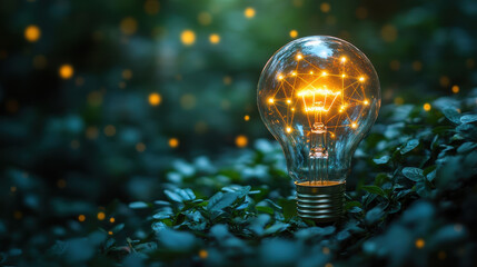 Sustainable Energy Concept: Hand Holding Light Bulb with ESG Icon