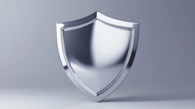 A shield shiny metal silver secure protection or security defence icon
