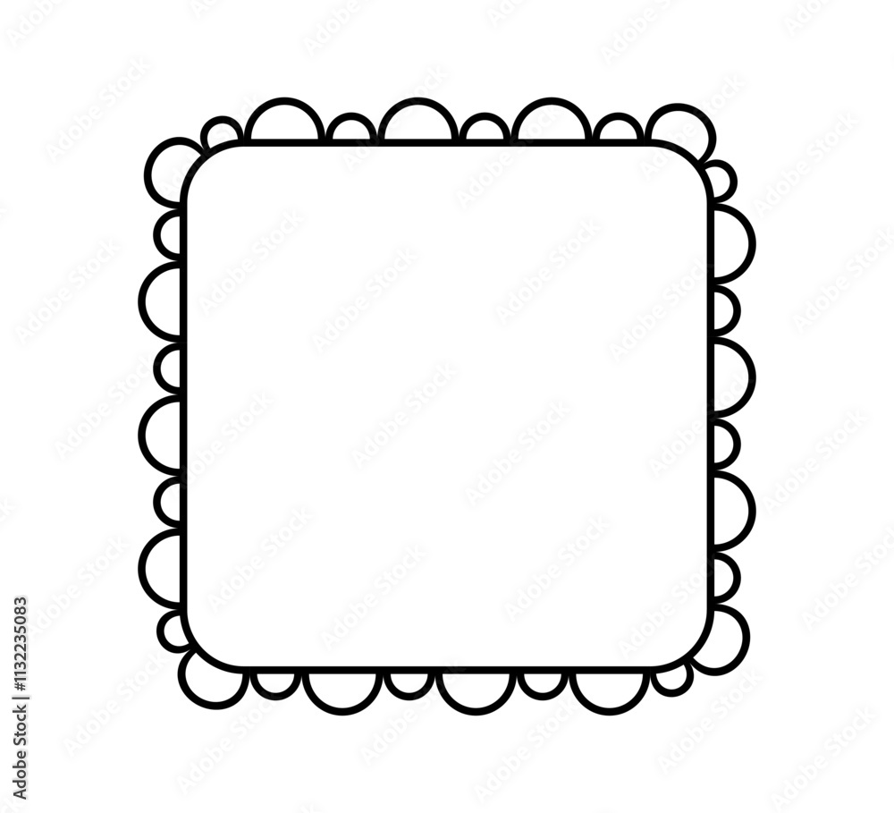 Aufkleber scalloped edge square frame. simple rectangle scalloped border. fabric lace pattern frame. repeat cu