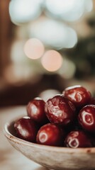 Bowl of Juicy Red Plums, Close-Up Photography