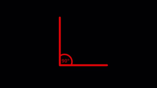 
90&deg; degree Angle, Acute Angle Symbol for Math and Measurement and math isolated icon animation.