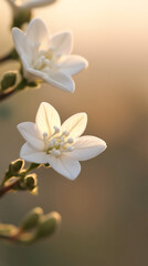 Obraz premium jasmine flower blooming in the morning, created by Generative AI