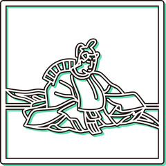 カラーシャドウ正方形シンプル百人一首　参議等