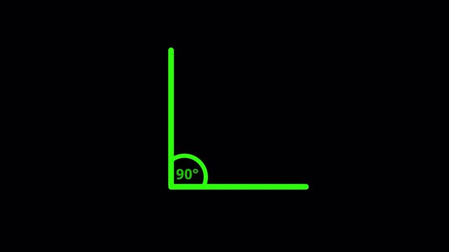 
90&deg; degree Angle, Acute Angle Symbol for Math and Measurement and math isolated icon animation.