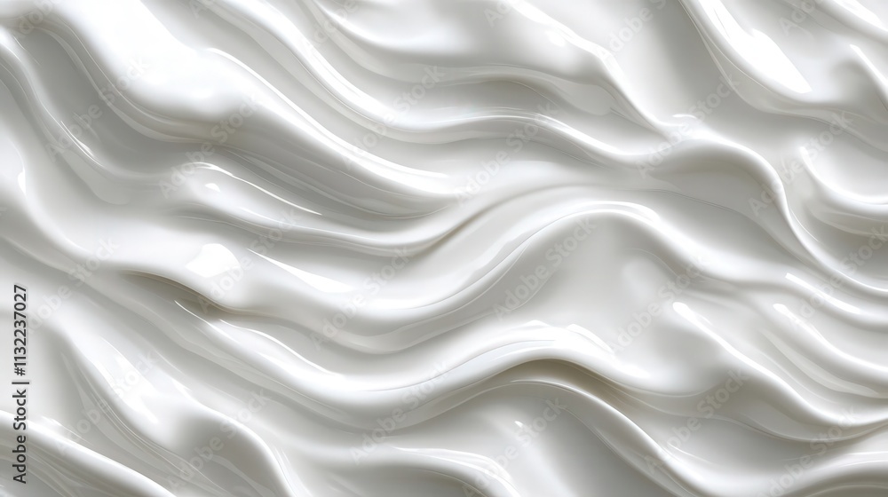 Poster design a 3d white seamless pattern of flowing waves, each one rising and falling in a fluid, gracefu