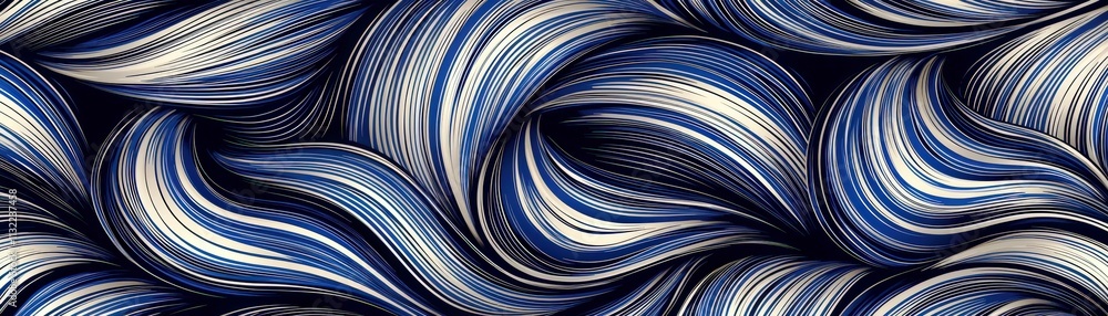 Poster abstract blue and cream wave pattern with flowing lines creating a dynamic and textured background s