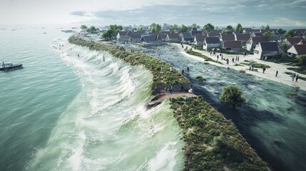 Design a coastal protection system to mitigate erosion and flooding in a seaside town.