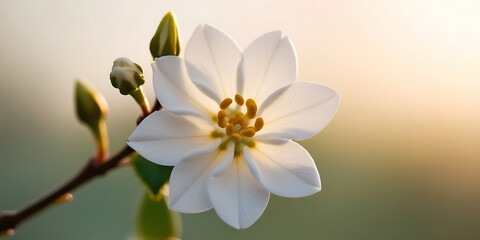 Fototapeta premium jasmine flower blooming in the morning, created by Generative AI