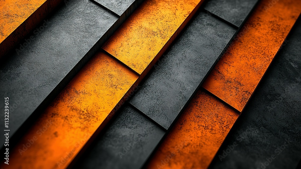 Poster abstract orange and gray textured blocks pattern