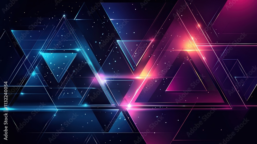 Aufkleber design a futuristic, high-tech background with a dark color palette, featuring triangular blocks tha