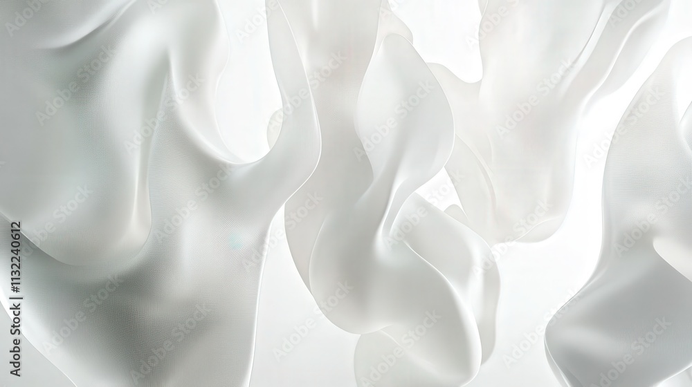 Poster design a sophisticated 3d scene with a light white background and floating abstract shapes. the ambi