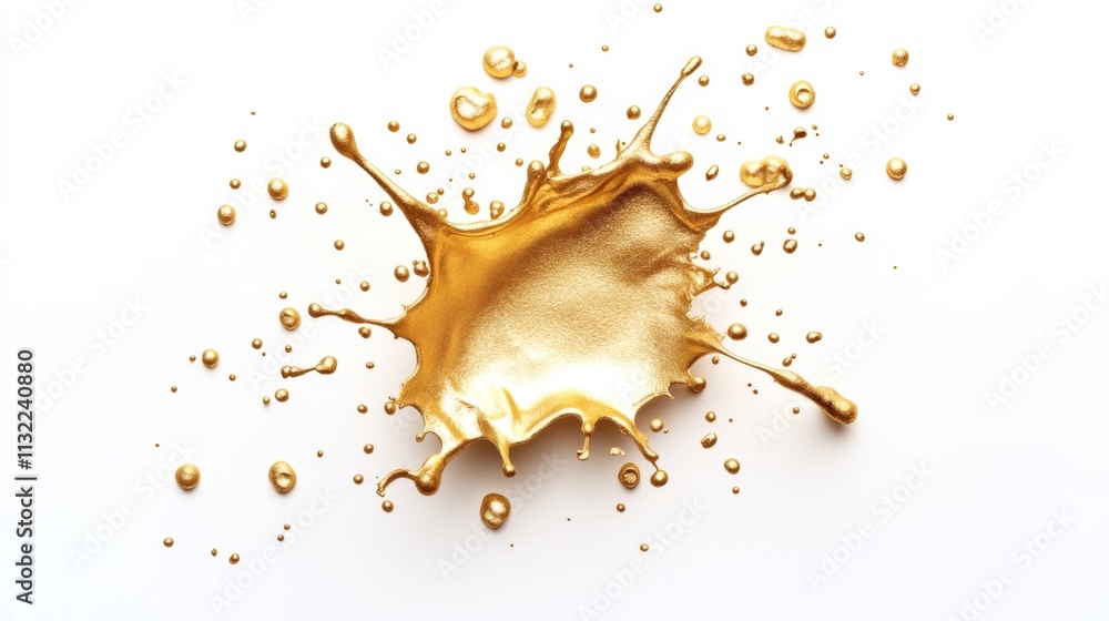 Poster dynamic golden paint splash studio setting artistic content minimalist environment close-up viewpoin