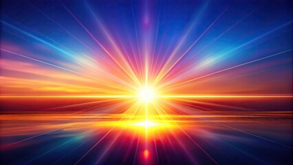 Obraz premium Lens flare light special effect in a vibrant and colorful sunset background, lens flare, light, special effect, photography