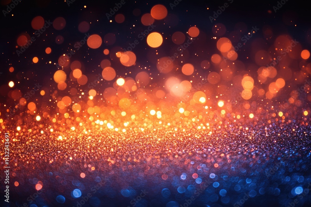 Poster abstract background with warm and cool bokeh lights