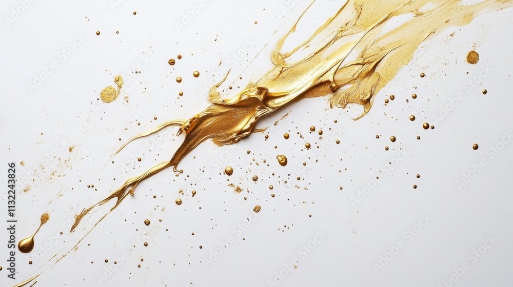 Poster dynamic gold paint splashes abstract art studio visual artwork bright environment close-up view crea