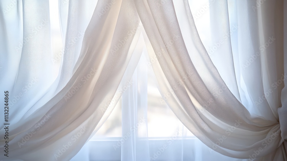 Aufkleber elegant, sheer white curtains with a subtle hint of color, bringing lightness and simplicity to the 