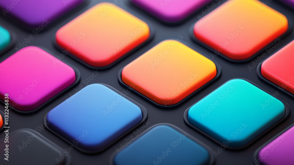 Poster set of blank grey square buttons for website or app. vector eps10.