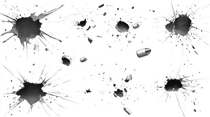 Bullet Holes and Slashes. Collection of bullet holes and slashes. Vector version all very easy to drop on any color background.