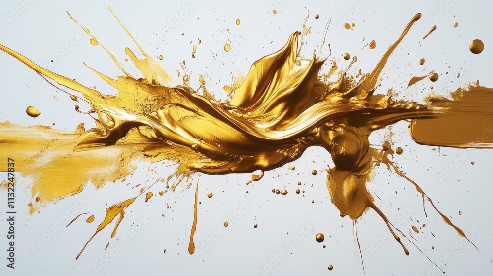 Poster dynamic gold paint splashing action studio setting artistic content creative environment close-up vi