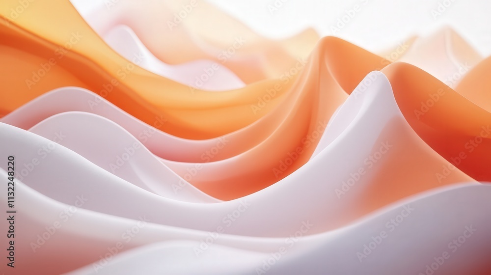 Aufkleber imagine a background where 3d orange and white waves flow smoothly in a bending motion.