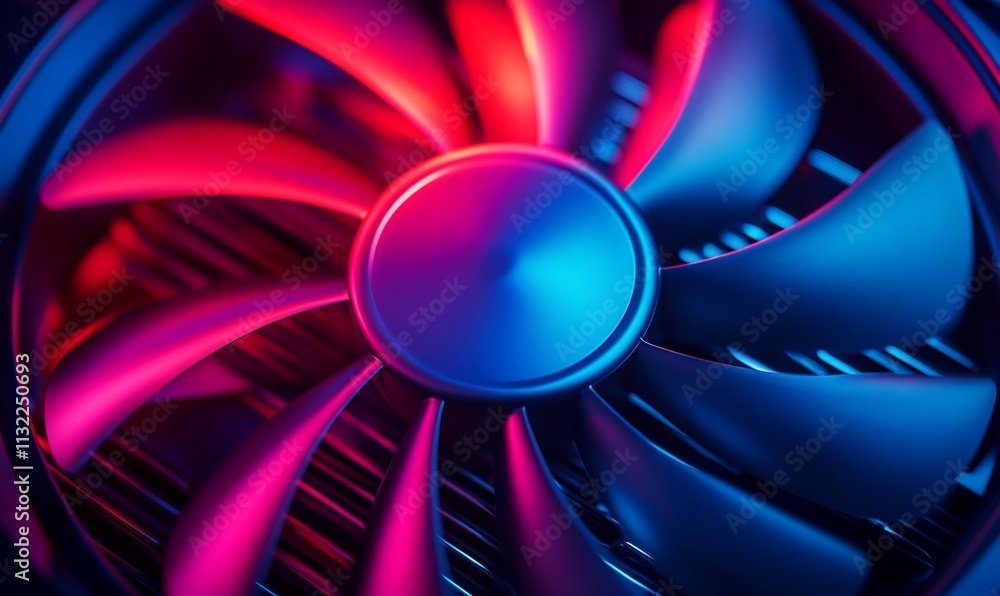 Poster Close-up of a colorful computer fan showcasing its design and functionality.
