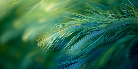 Obraz premium Very beautiful bird feather close-up, peacock feather, nature, animal, close-up, outdoors, commercial, biomimicry, advertisement, poster, wallpaper, background, teal, bird