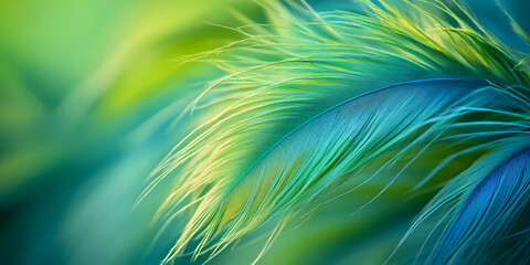 Very beautiful bird feather close-up, peacock feather, nature, animal, close-up, outdoors, commercial, biomimicry, advertisement, poster, wallpaper, background, teal, bird